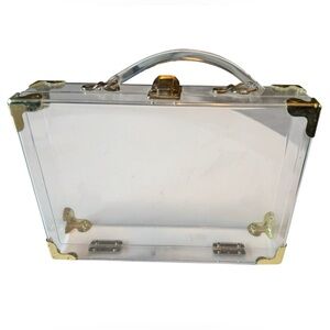 Transparent Gold-Accented Women's Clear See Through Handbag Bag Tote For Games